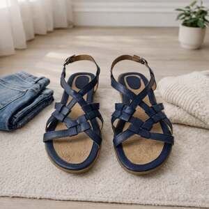 b.o.c Marisel Navy Blue Leather Strappy Slingback Sandals Womens 10M